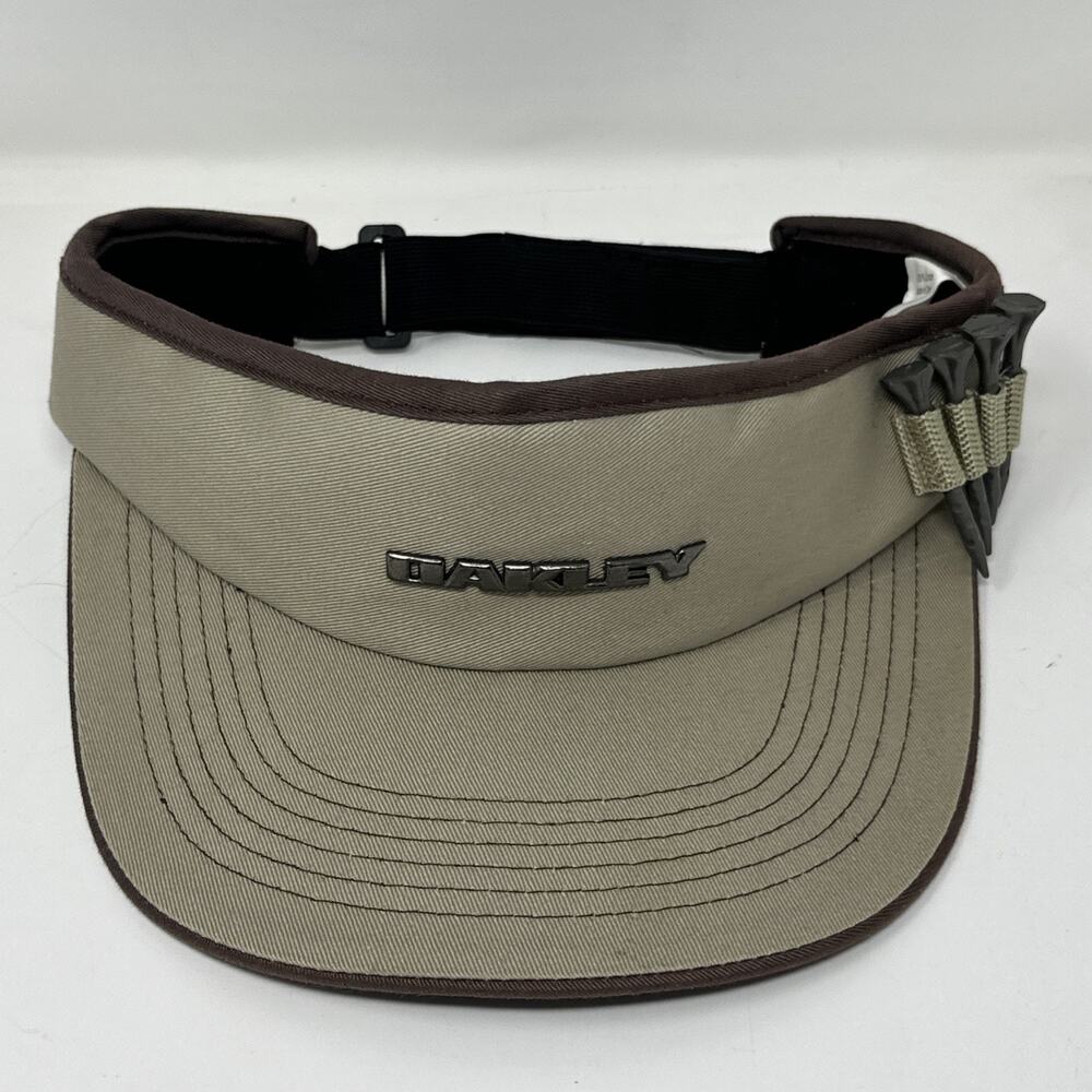 Vintage Oakley Golf Tee Visor Hat Tan Brown Adjustable Tee Holder Y2K NWOT